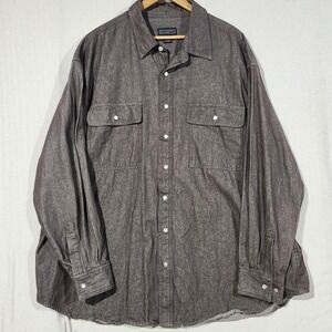 Dakota Mens Brown Cotton Long Sleeve Button Down Work Shirt 3XL  Pearl Snap